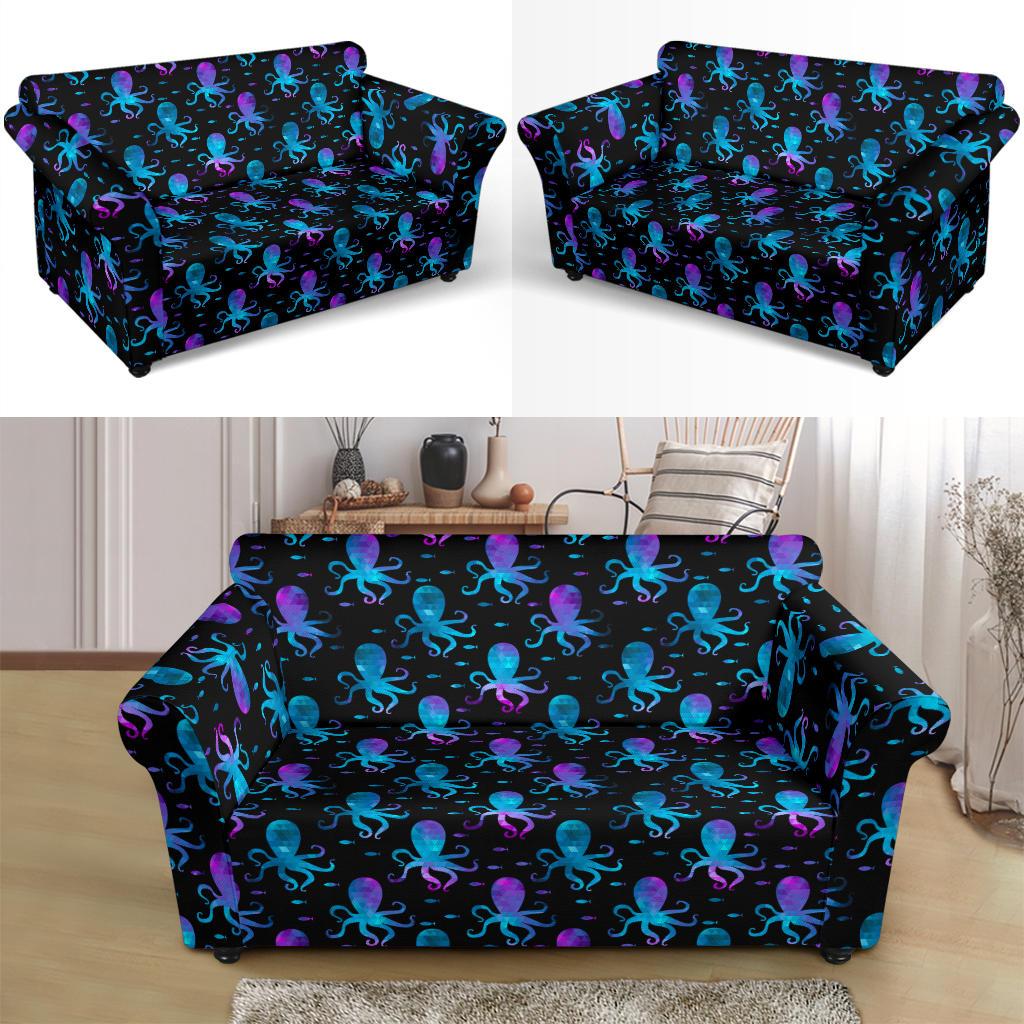 Octopus Blue Design Print Themed Loveseat Slipcover-JTAMIGO.COM