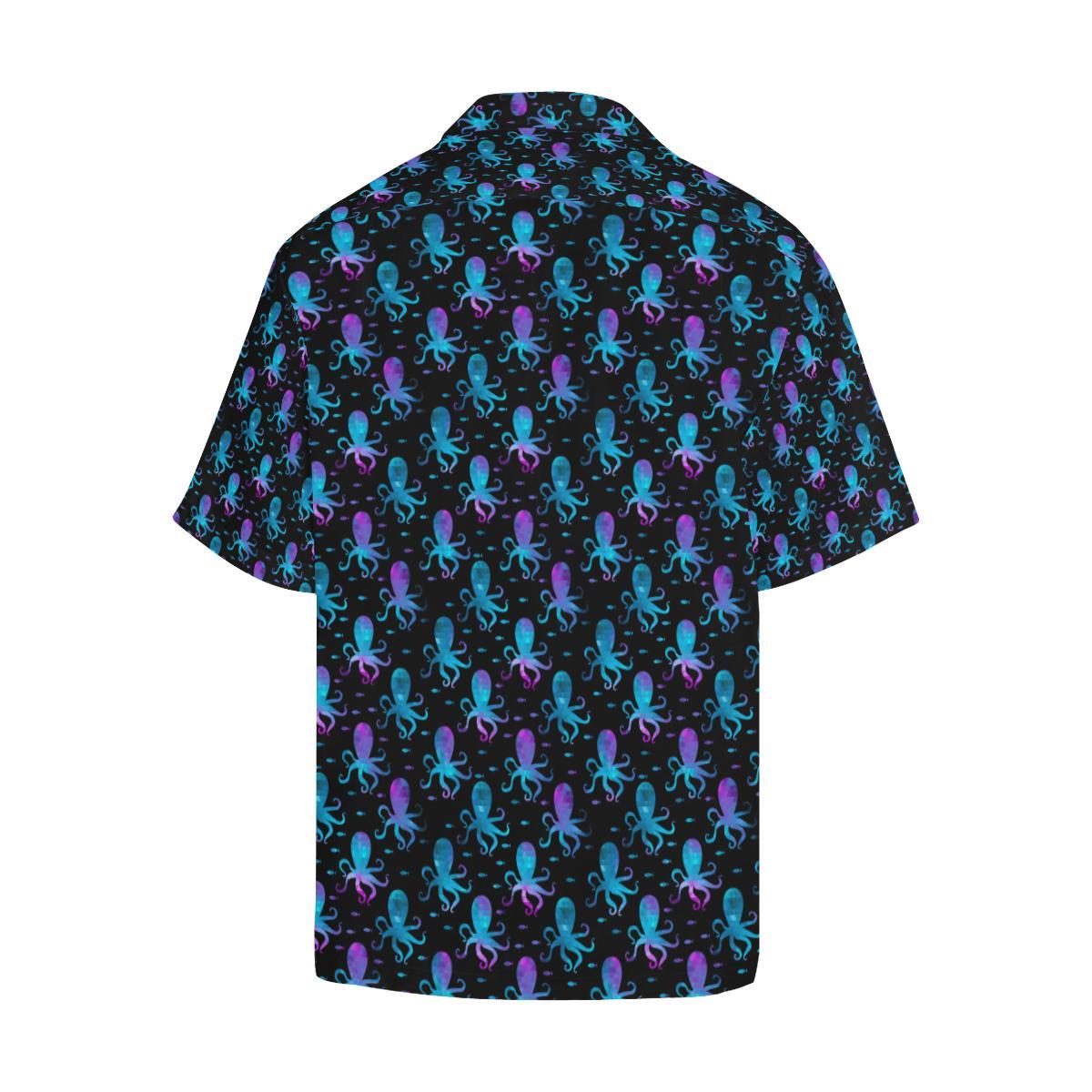 Octopus Blue Design Print Themed Men Aloha Hawaiian Shirt