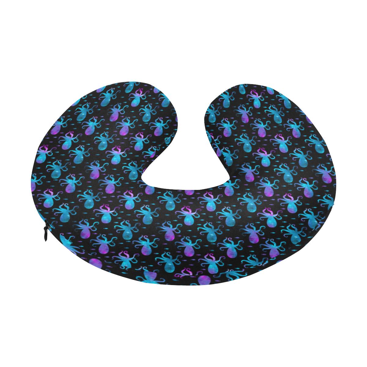Octopus Blue Design Print Themed U-Shaped Travel Neck Pillow-JTAMIGO.COM