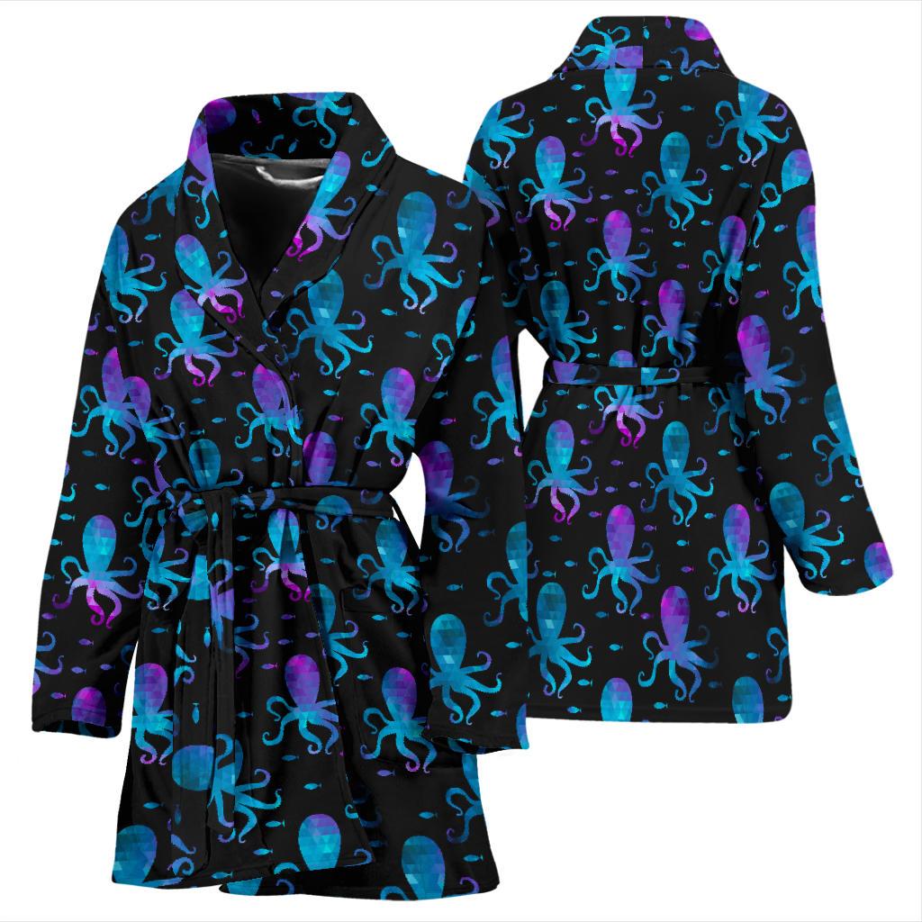 Octopus Blue Design Print Themed Women Bath Robe-JTAMIGO.COM