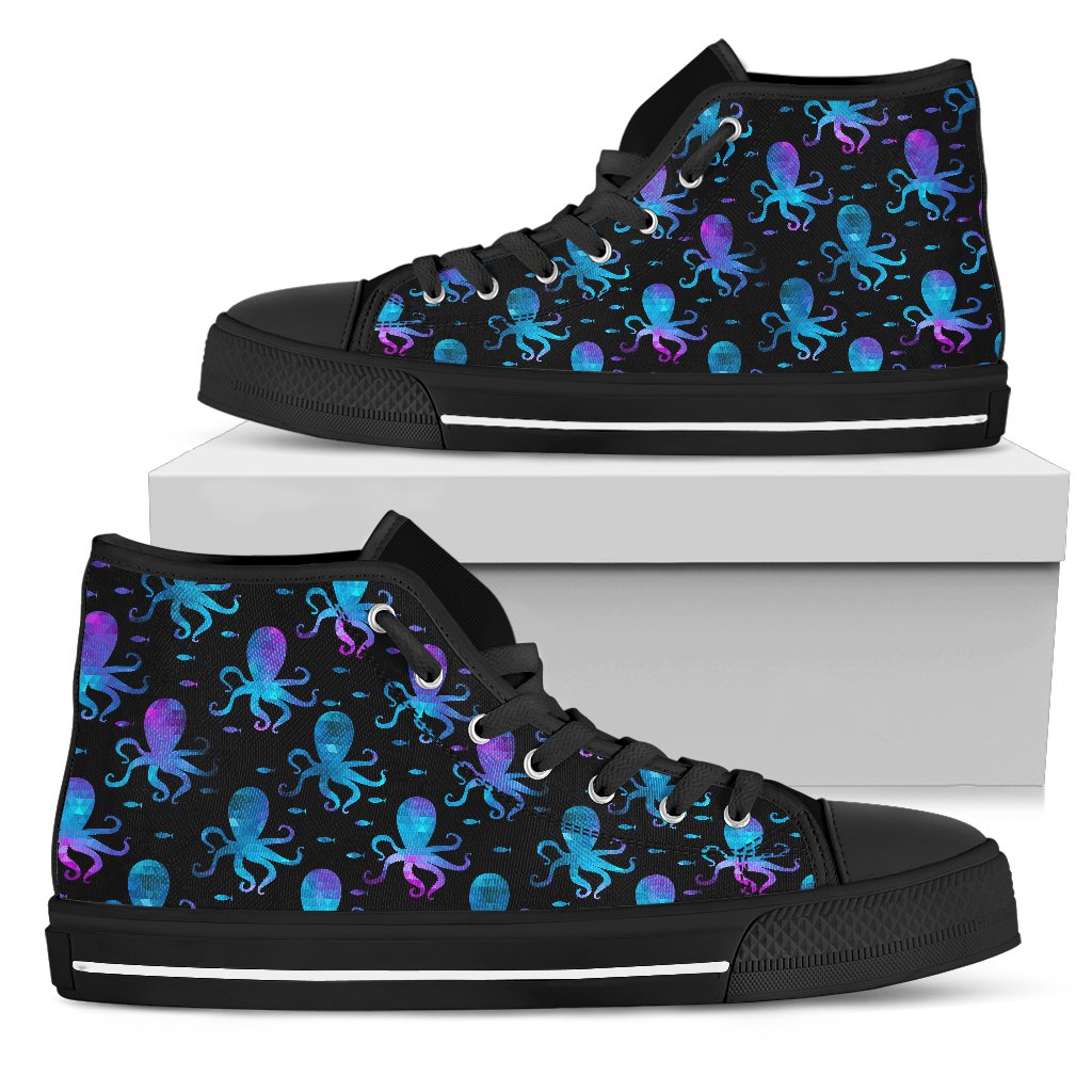 Octopus Blue Design Print Themed Women High Top Shoes