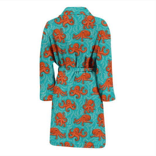 Octopus Cartoon Design Print Themed Men Bath Robe-JTAMIGO.COM
