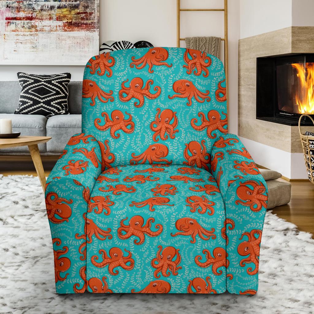 Octopus Cartoon Design Print Themed Single Sofa Slipcover -JTAMIGO.COM