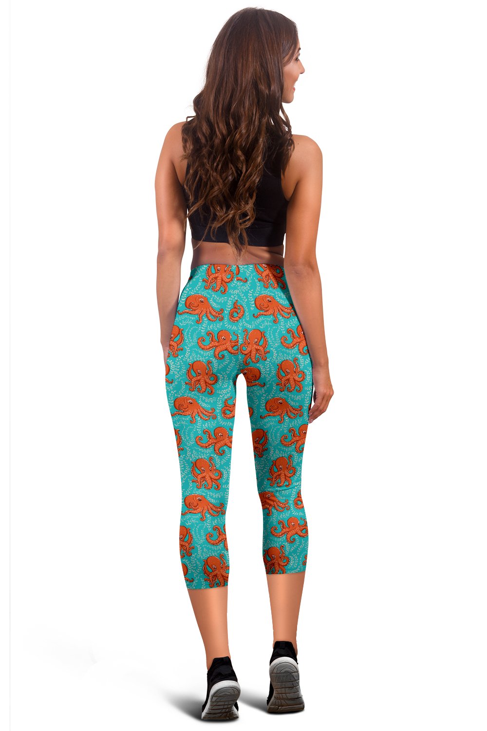 Octopus Cartoon Design Print Themed Women Capris