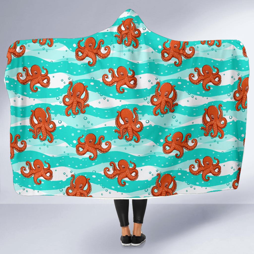 Octopus Cute Design Print Themed Hooded Blanket-JTAMIGO.COM