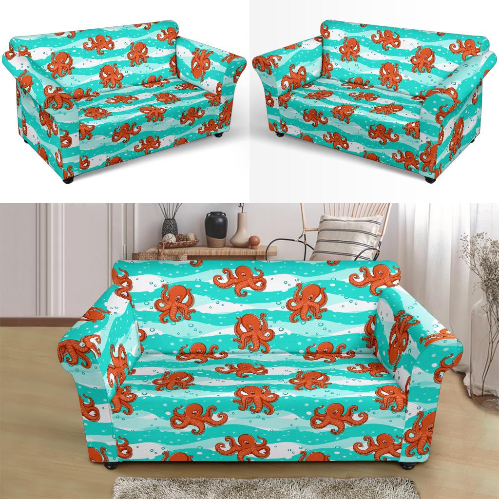 Octopus Cute Design Print Themed Loveseat Slipcover-JTAMIGO.COM