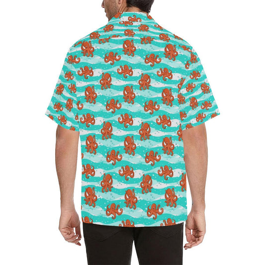 Octopus Cute Design Print Themed Men Aloha Hawaiian Shirt