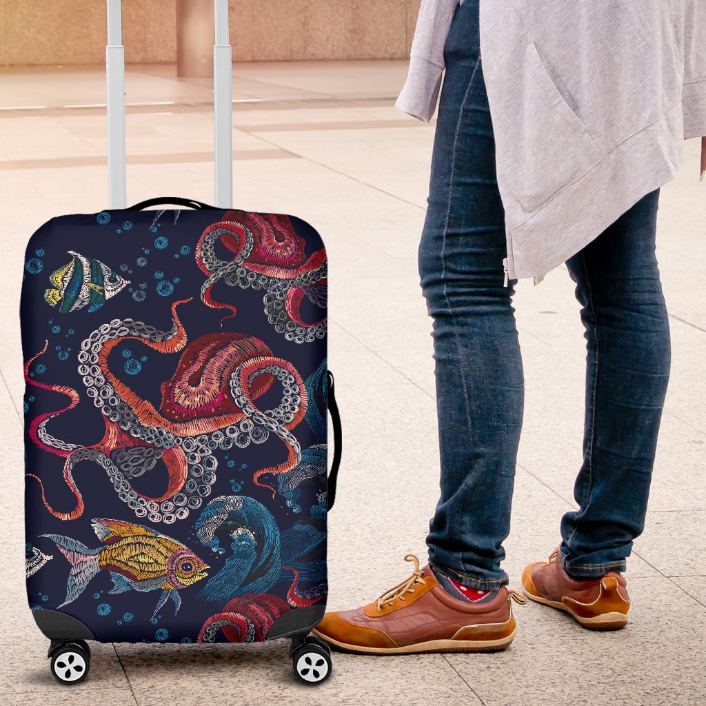 Octopus Deep Sea Print Themed Luggage Cover Protector