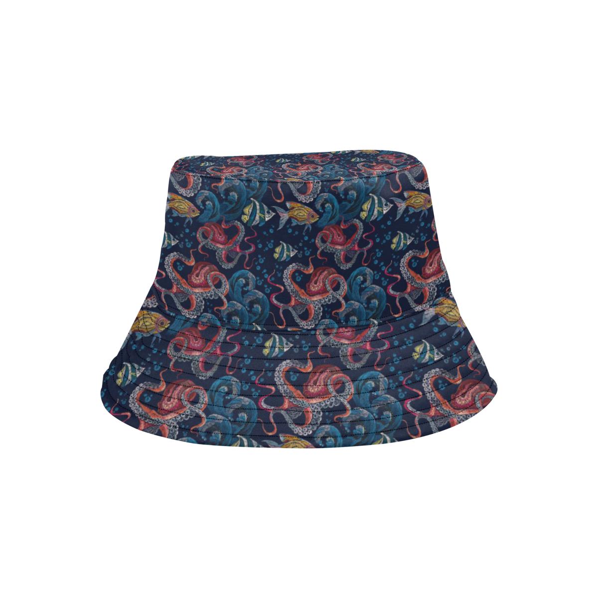 Octopus Deep Sea Print Themed Unisex Bucket Hat