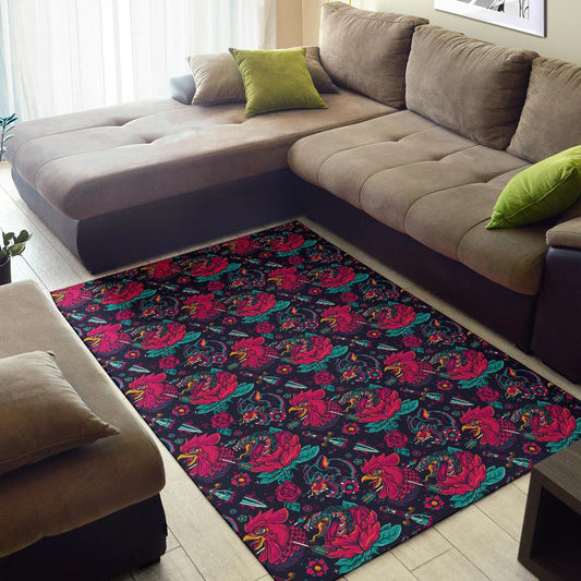 Old School Tattoo Print Area Rugs-JTAMIGO.COM