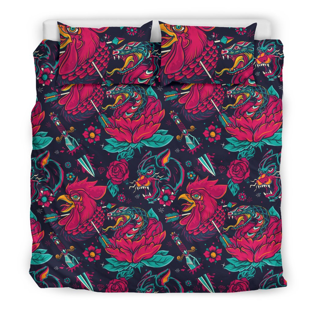 Old School Tattoo Print Duvet Cover Bedding Set