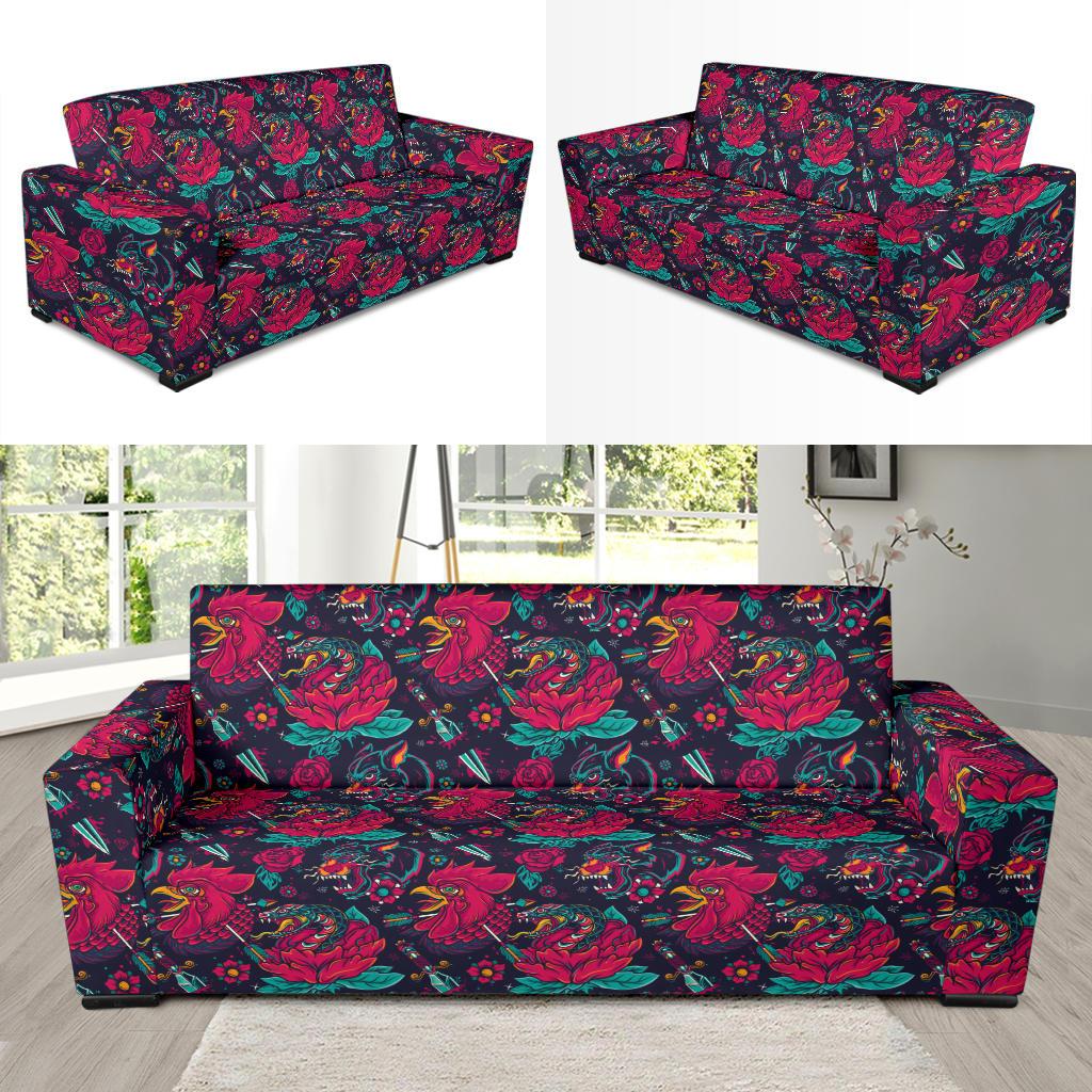 Old School Tattoo Print Sofa Slipcover-JTAMIGO.COM