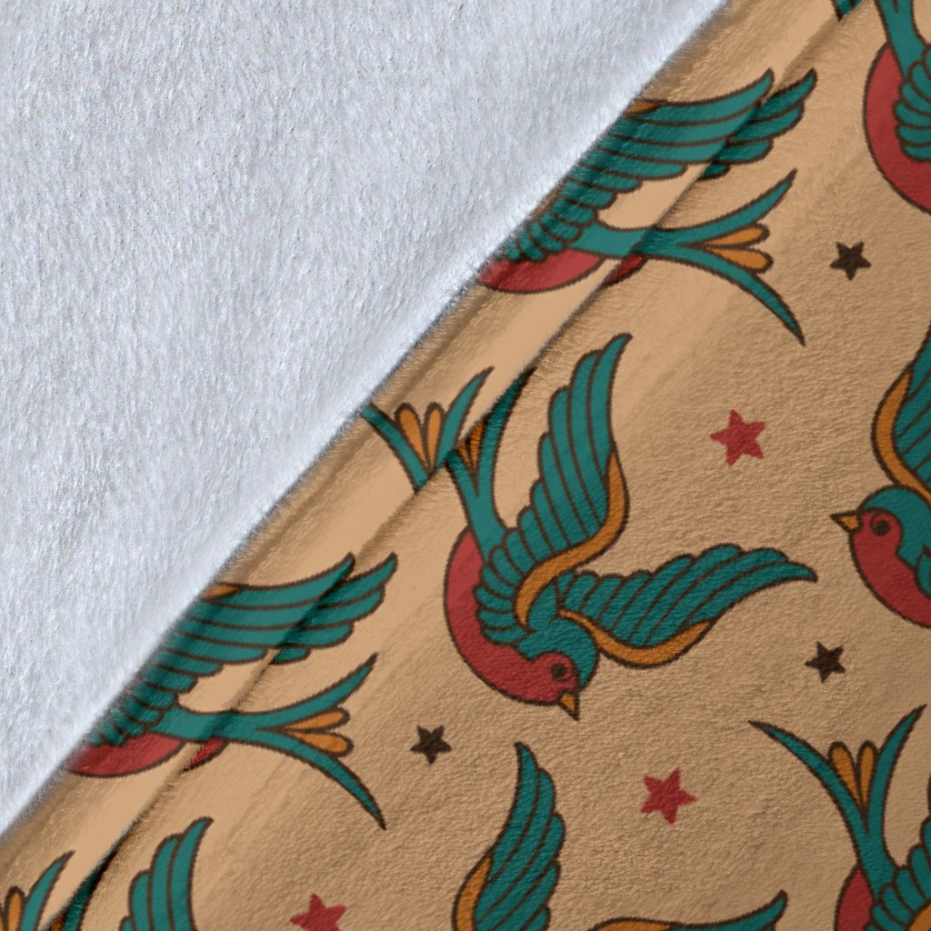 Old School Tattoo Swallow Design Fleece Blanket