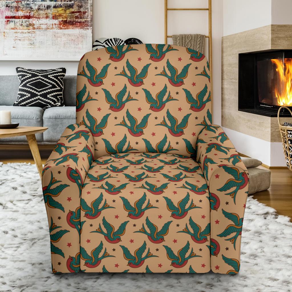 Old School Tattoo Swallow Design Single Sofa Slipcover -JTAMIGO.COM