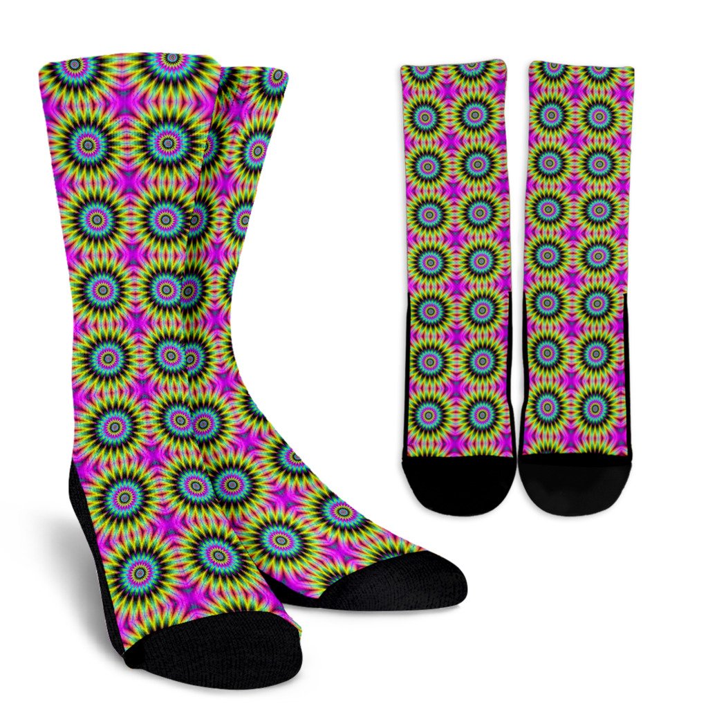 Optical illusion Flower Rainbow Style Crew Socks