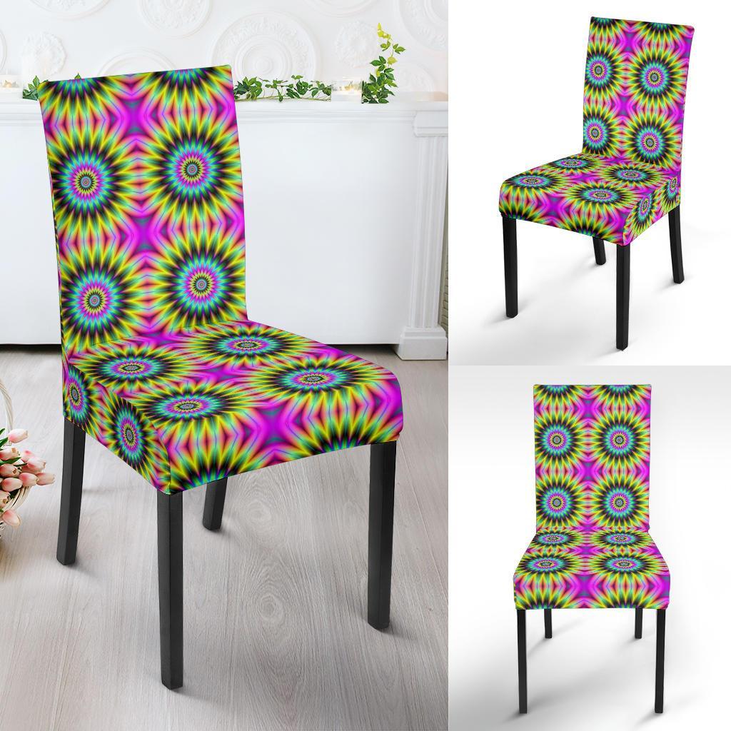 Optical illusion Flower Rainbow Style Dining Chair Slipcover-JTAMIGO.COM