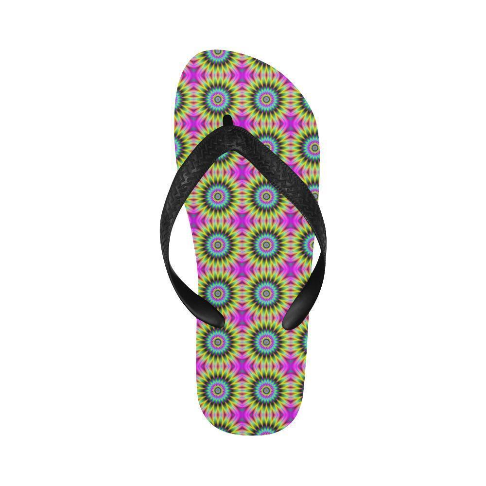 Optical illusion Flower Rainbow Style Flip Flops-JTAMIGO.COM