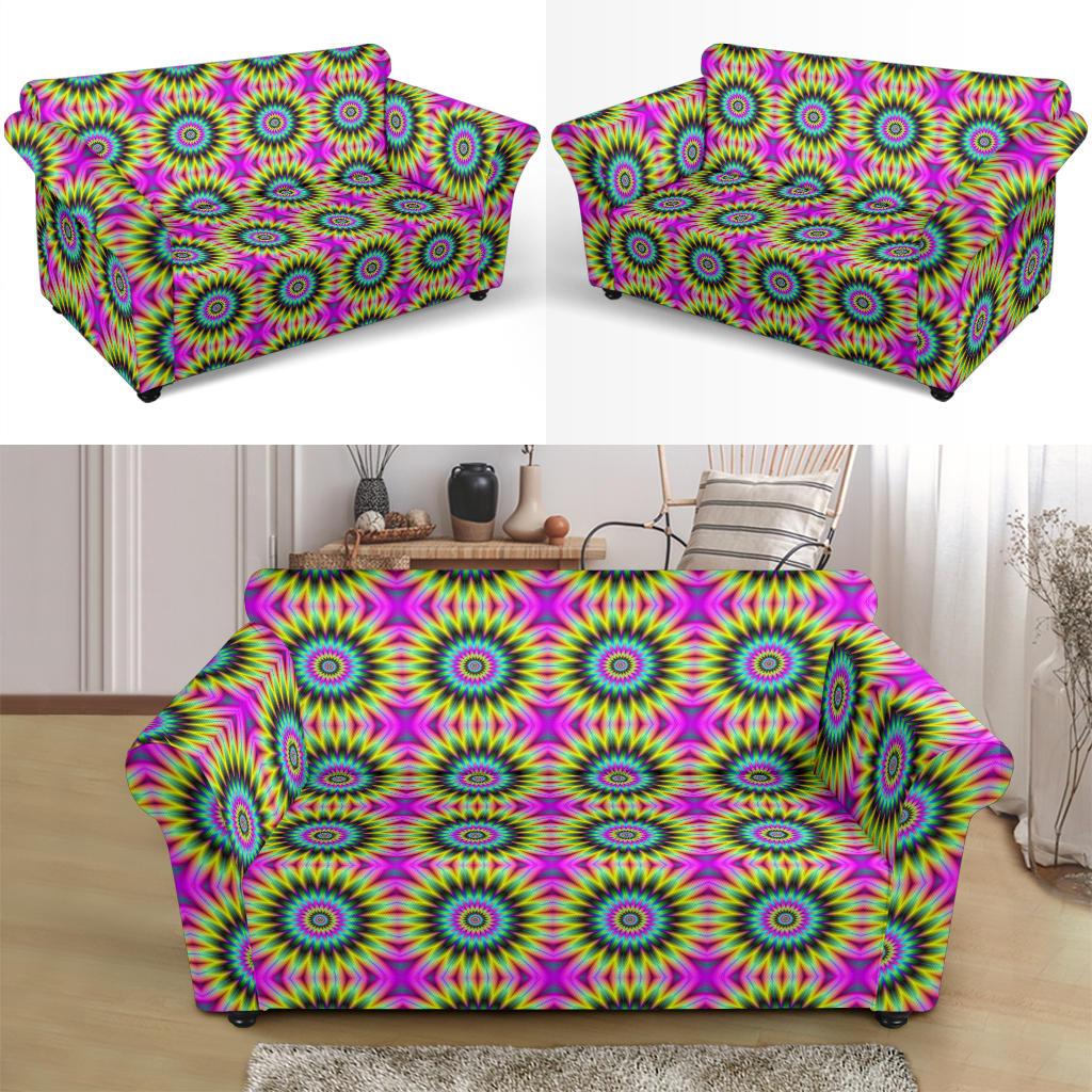 Optical illusion Flower Rainbow Style Loveseat Slipcover-JTAMIGO.COM