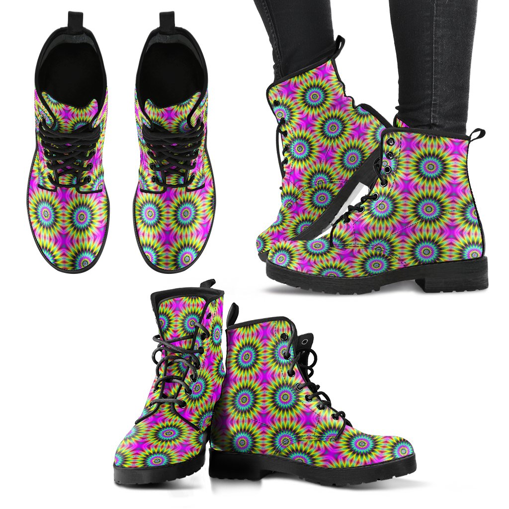 Optical illusion Flower Rainbow Style Women Leather Boots-JTAMIGO.COM