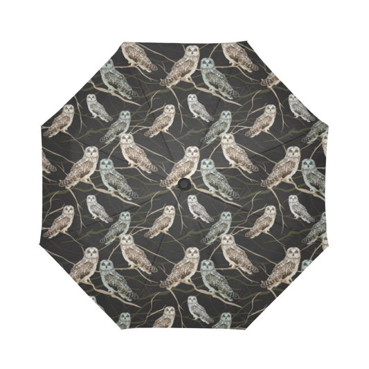 Owl Branch Themed Design Print Automatic Foldable Umbrella