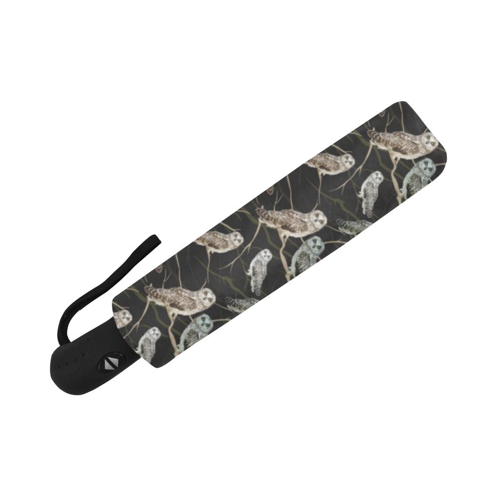 Owl Branch Themed Design Print Automatic Foldable Umbrella