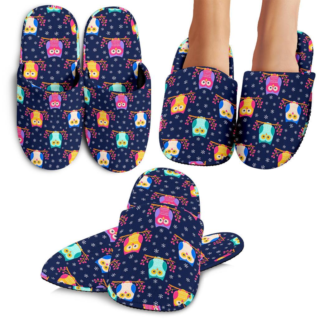 Owl Cute Themed Design Print House Slippers