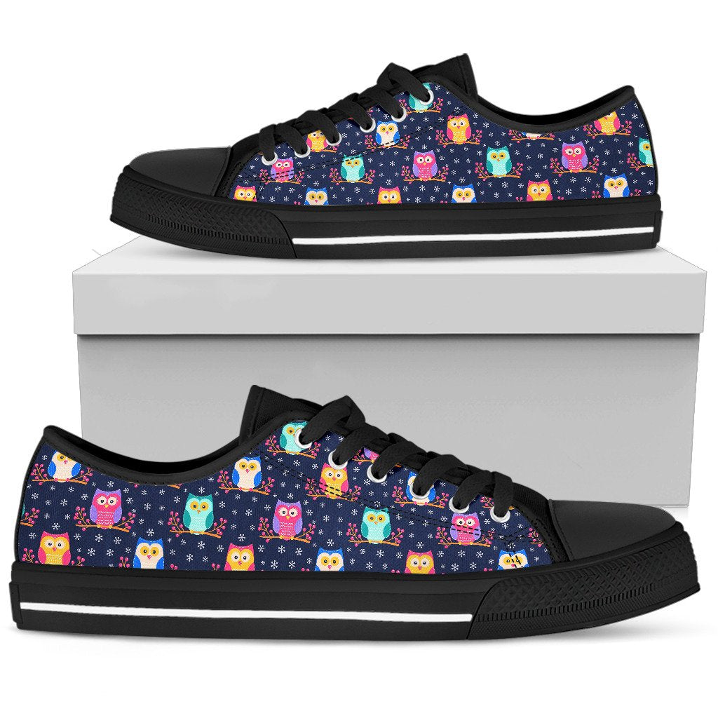 Owl Cute Themed Design Print Women Low Top Shoes-JTAMIGO.COM