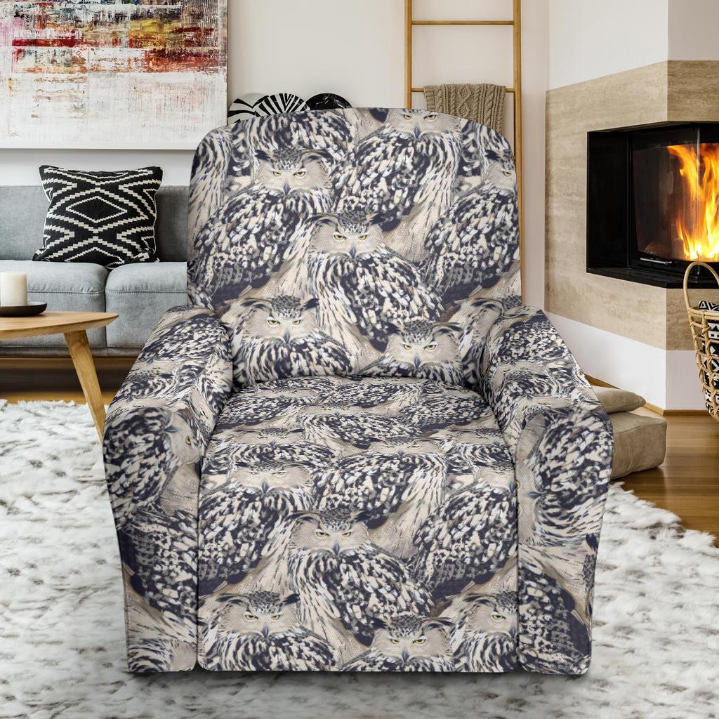 Owl Realistic Themed Design Print Single Sofa Slipcover -JTAMIGO.COM
