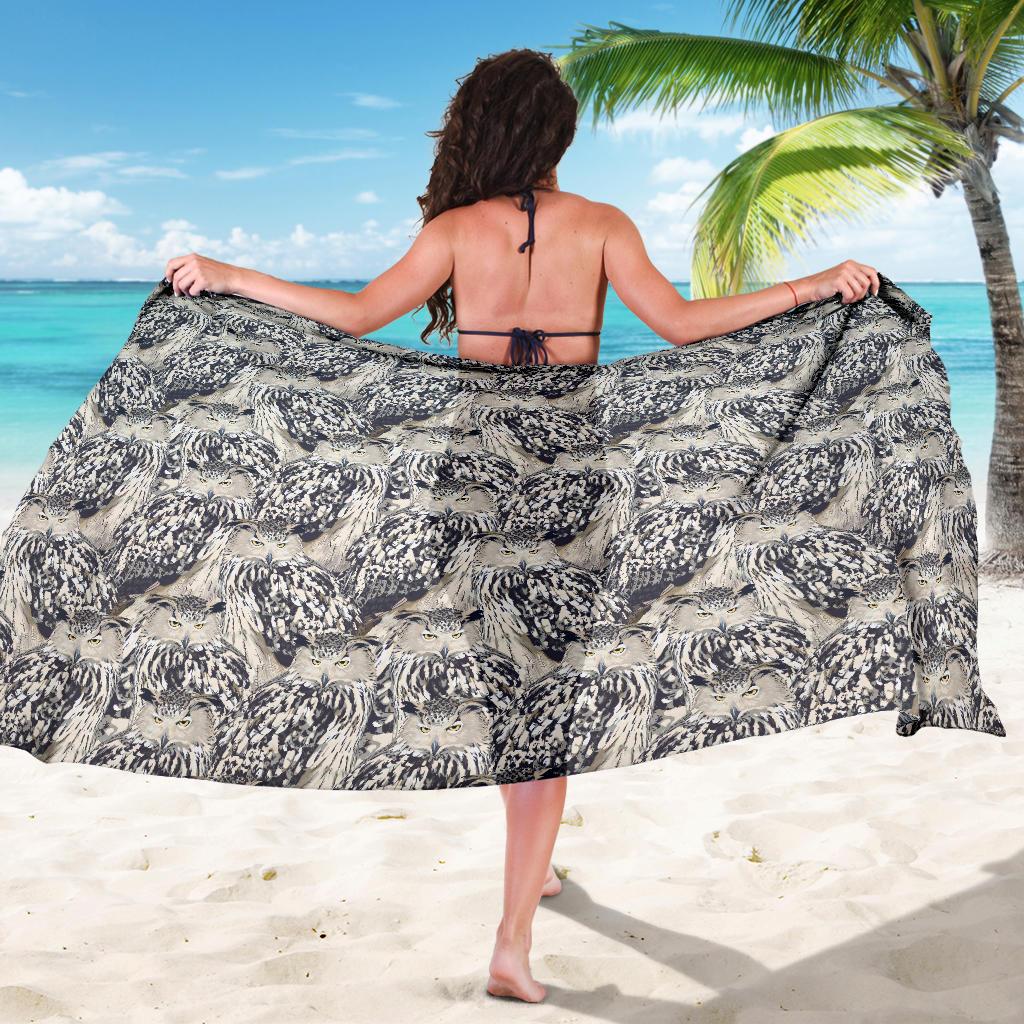Owl Realistic Themed Design Print Sarong Pareo Wrap