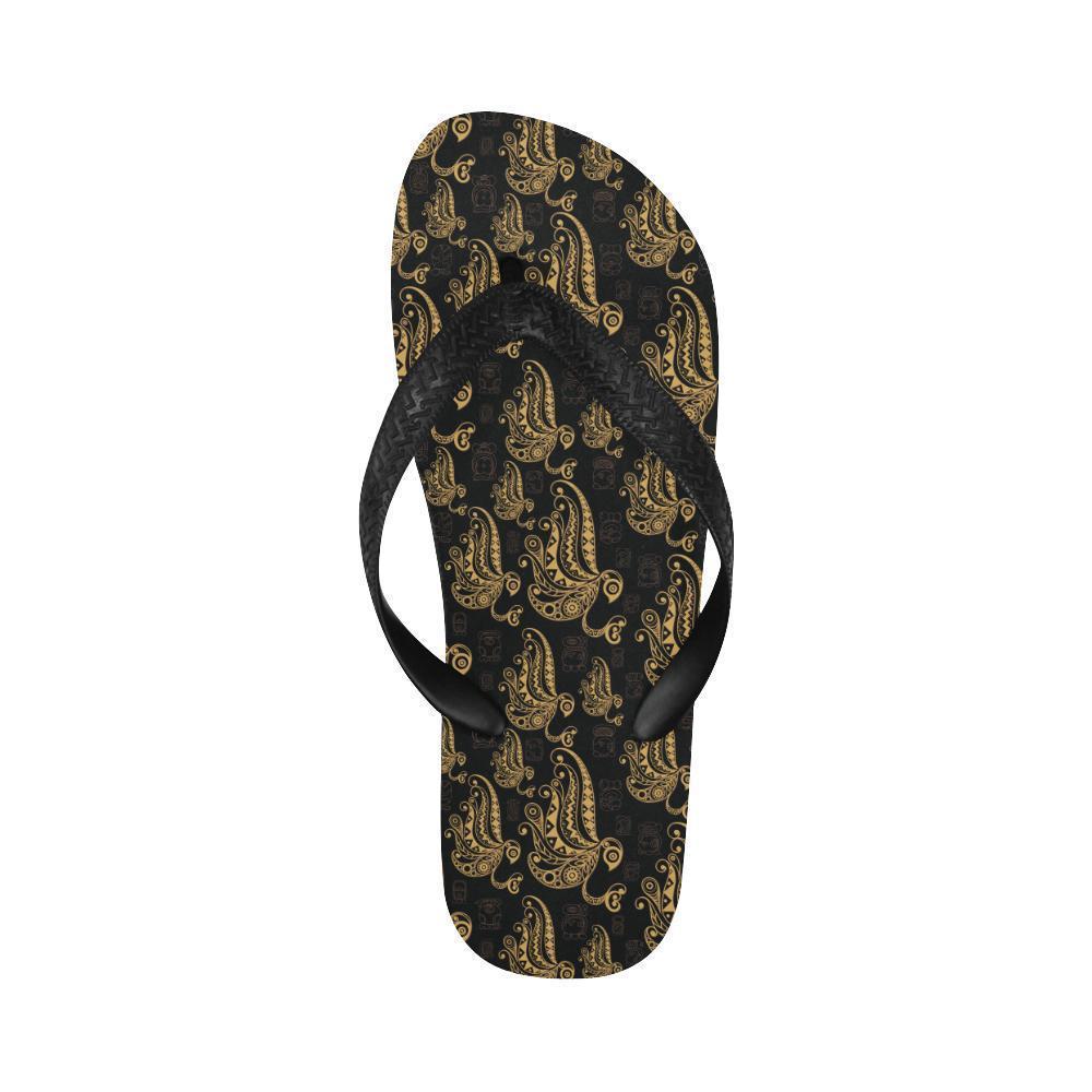 Owl Tribal Polynesian Design Print Flip Flops-JTAMIGO.COM