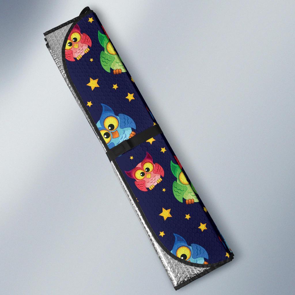 Owl with Star Themed Design Print Car Sun Shade For Windshield
