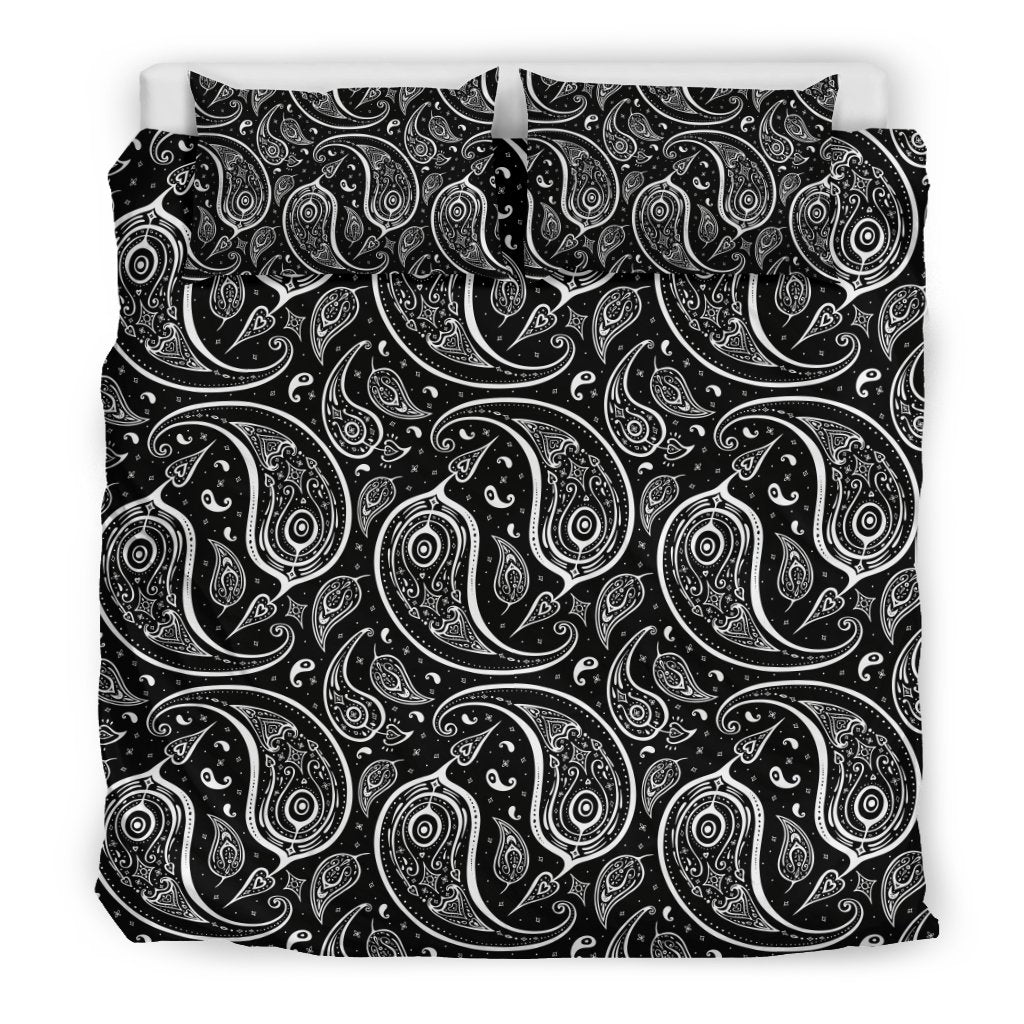 Paisley Black Design Print Duvet Cover Bedding Set