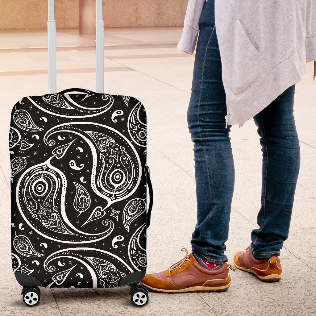 Paisley Black Design Print Luggage Cover Protector