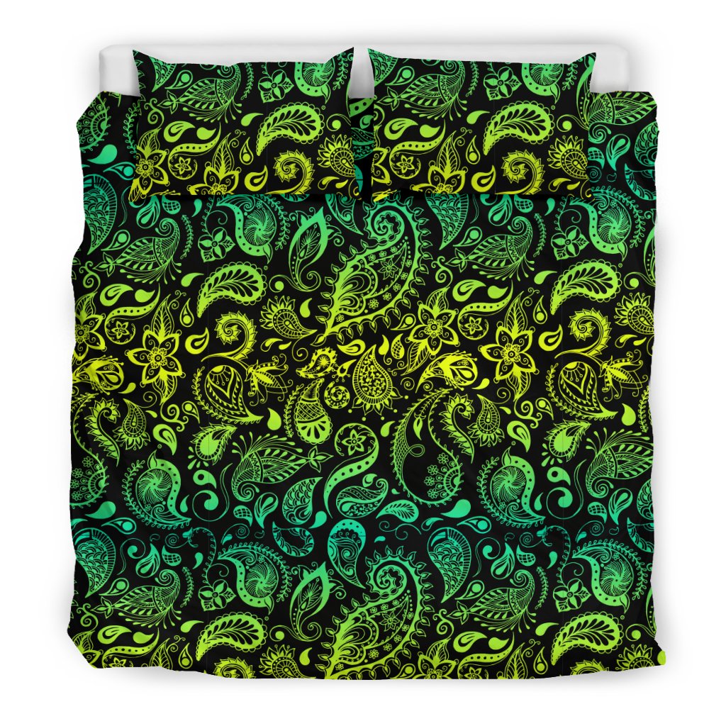 Paisley Green Design Print Duvet Cover Bedding Set