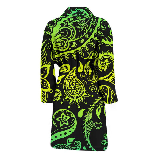 Paisley Green Design Print Men Bath Robe-JTAMIGO.COM