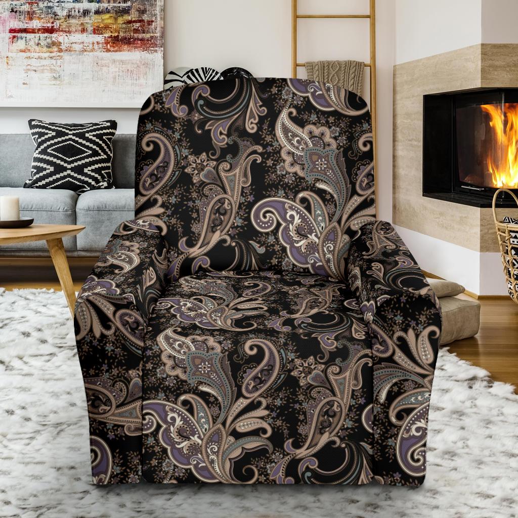 Paisley Mandala Design Print Single Sofa Slipcover -JTAMIGO.COM