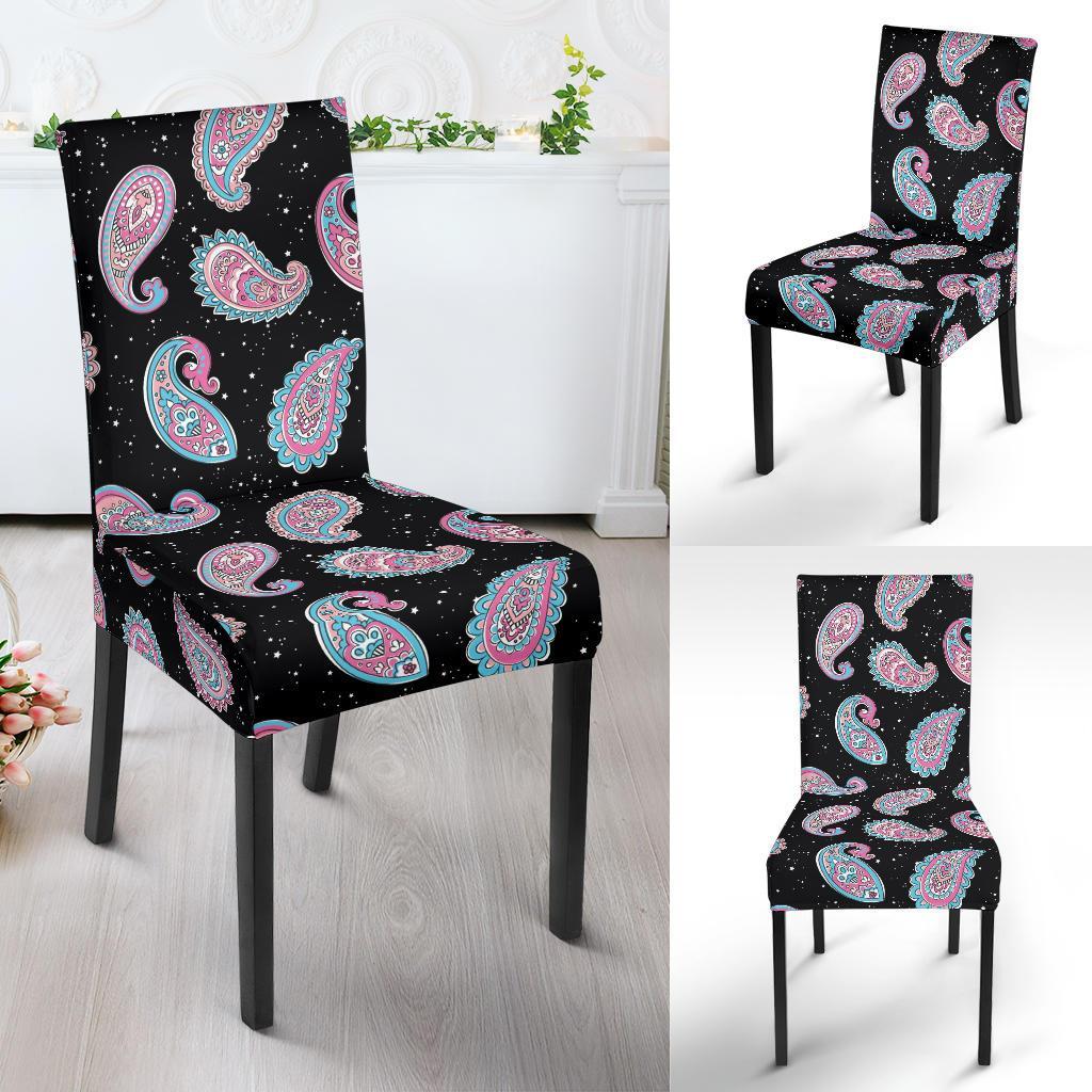 Paisley Pink Design Mandala Print Dining Chair Slipcover-JTAMIGO.COM