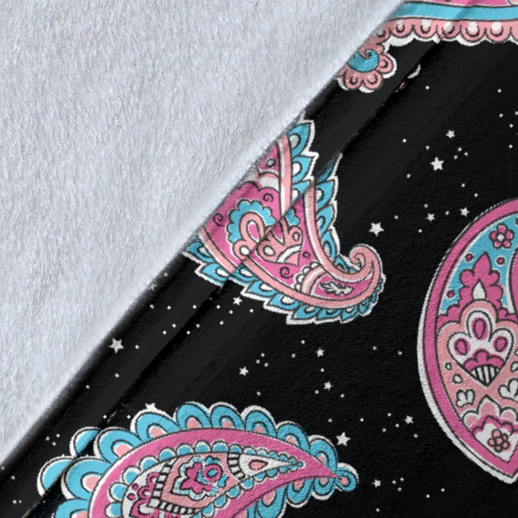 Paisley Pink Design Mandala Print Fleece Blanket