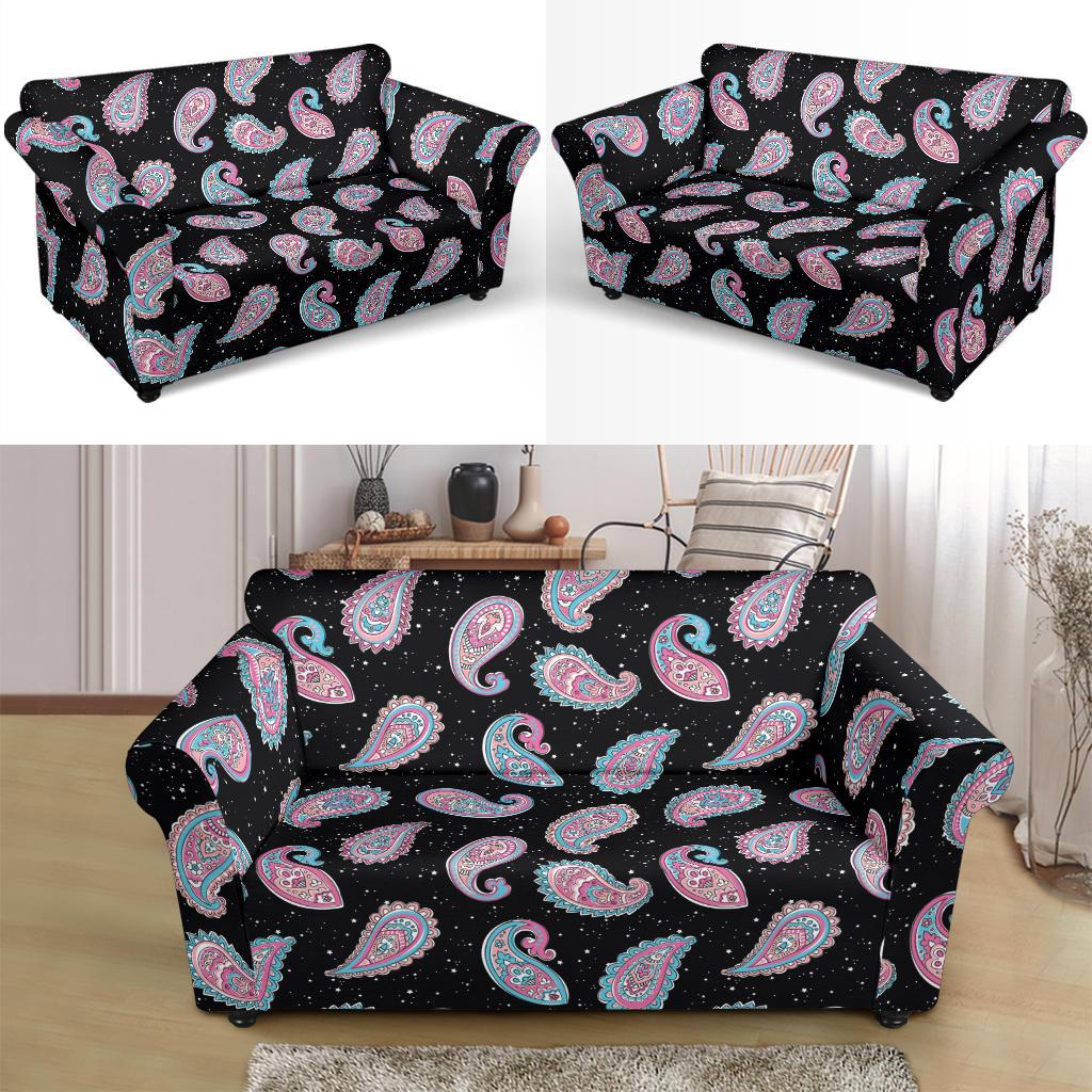 Paisley Pink Design Mandala Print Loveseat Slipcover-JTAMIGO.COM