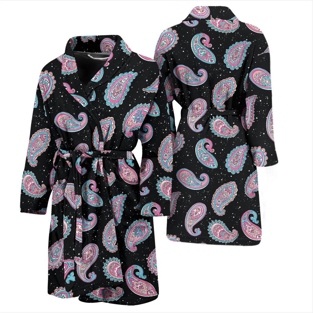 Paisley Pink Design Mandala Print Men Bath Robe-JTAMIGO.COM