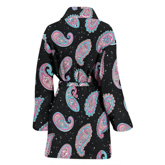 Paisley Pink Design Mandala Print Women Bath Robe-JTAMIGO.COM