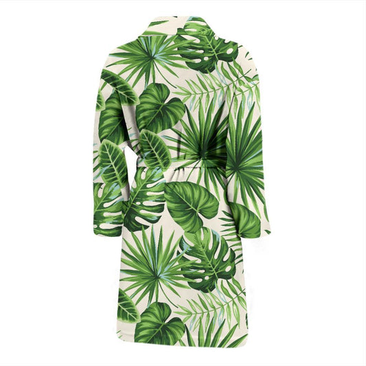 Palm Leaf Pattern Print Design A01 Men Bathrobe-JORJUNE.COM