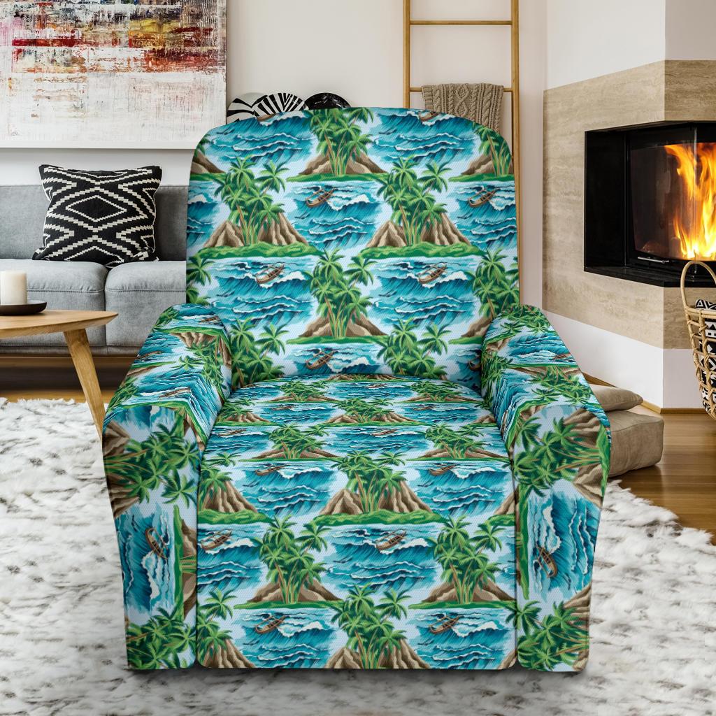 Palm Tree Hawaiian Themed Design Print Single Sofa Slipcover -JTAMIGO.COM
