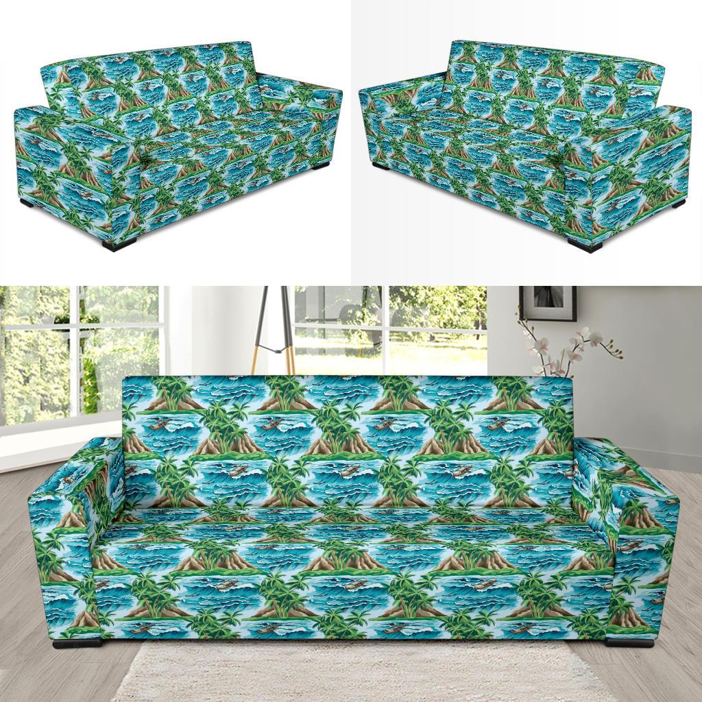 Palm Tree Hawaiian Themed Design Print Sofa Slipcover-JTAMIGO.COM