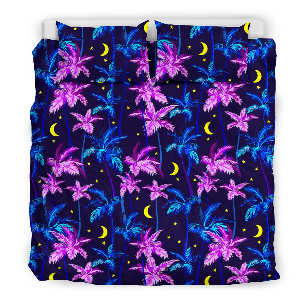 Palm Tree Night Scene Design Print Duvet Cover Bedding Set