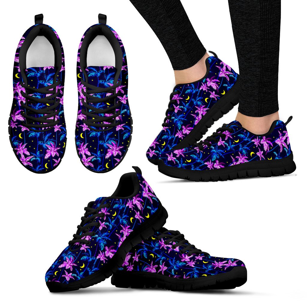 Palm Tree Night Scene Design Print Women Sneakers Shoes