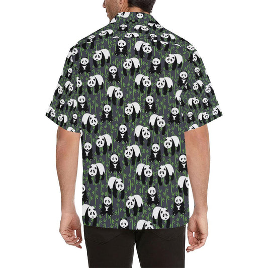 Panda Bear Bamboo Themed Print Men Aloha Hawaiian Shirt