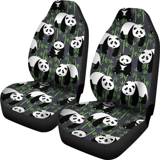 Panda Bear Bamboo Themed Print Universal Fit Car Seat Covers