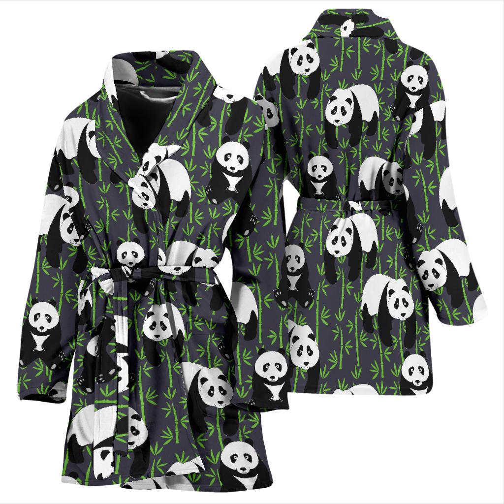 Panda Bear Bamboo Themed Print Women Bath Robe-JTAMIGO.COM
