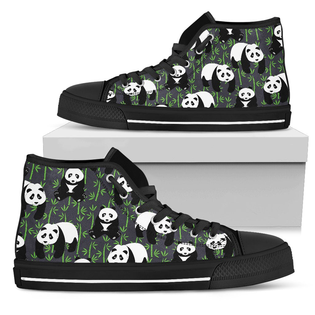 Panda Bear Bamboo Themed Print Women High Top Shoes